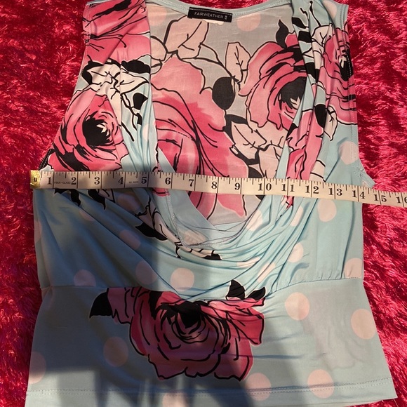 Floral Dotted Print Slinky Cowl Neck Sleeveless Top - Picture 10 of 14